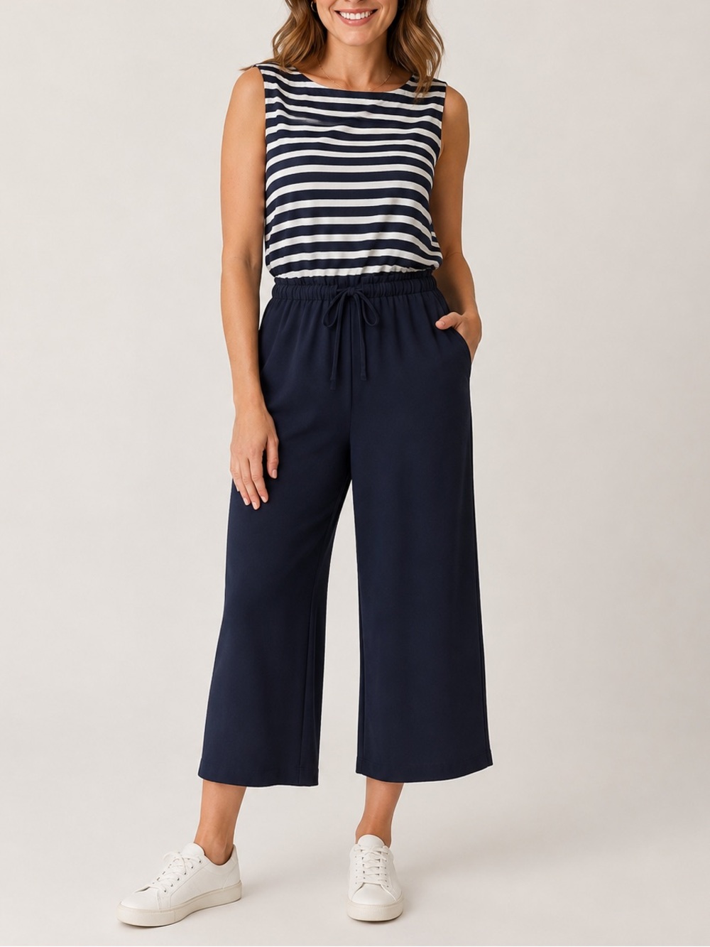 Talbots • Striped Sleeveless Jumpsuit